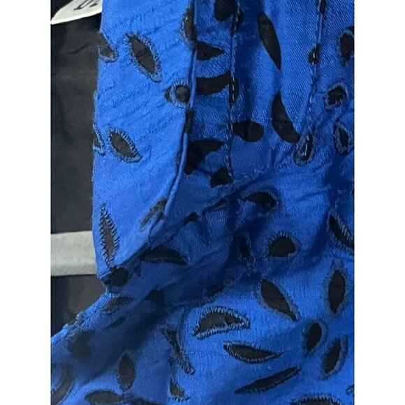 Chicos Jacket Women L Blue Mock Neck Silk Blazer Floral Beaded Retro Office - Picture 8 of 14